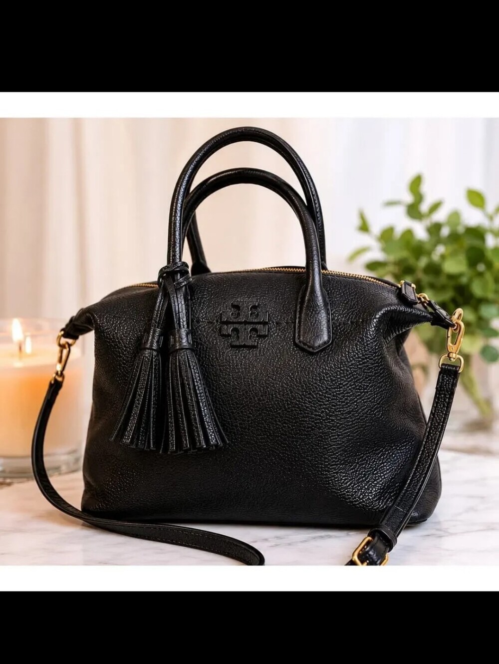 Tory Burch Mcgraw Slouchy Leather Satchel - Black